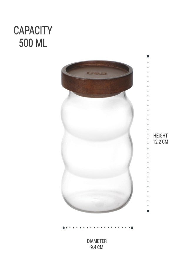 تريو مرطبان تخزين Treo by Milton Belly بغطاء خشبي، 500 مل، شفاف | مرطبان تخزين | آمن للاستخدام في الثلاجة | محكم الإغلاق | آمن للاستخدام في غسالة الصحون والميكروويف | خفيف الوزن - Image 5